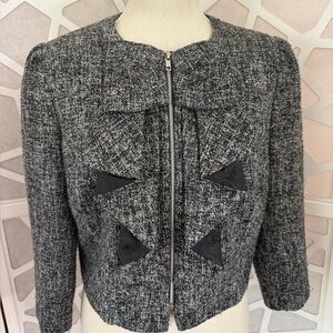 Vintage Chic Gray Tweed Women's Jacket